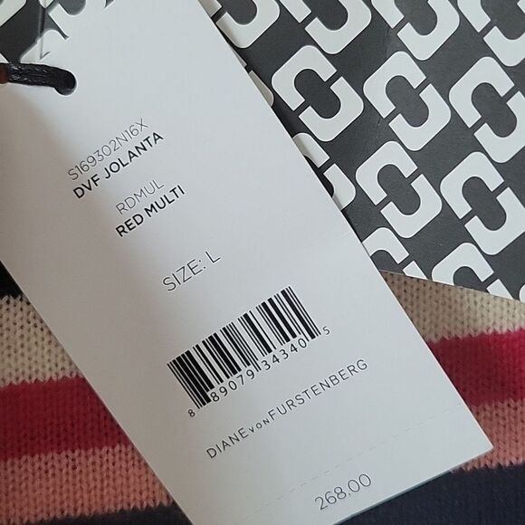 Diane von Furstenberg Jolanta Striped Multi  Sweater DVF Wool Cashmere NWT LARGE - Picture 4 of 7